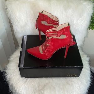 Red strappy heels
